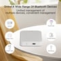 Bluetooth gateway hub omgivet af ikoner for smartpærer, stikkontakter, sensorer og andre tilsluttede enheder.