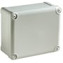 Schneider Electric Thalassa TBS ABS-kasse i grå, med ydre mål 138x93x72 mm og fire synlige skruelåg.