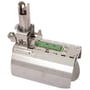 Camro ProStop Flowcut rottespærre DN100/110 mm set tættere på fra oven, med grøn skyder, åbninger og låsemekanisme.