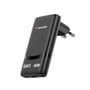 Verbatim Fold 'n' Go sort GaN-oplader på 65 W set skråt forfra med udfoldet EU-stik og to USB-C-porte.
