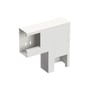 Wibe Fladvinkel WGX-S LSN i hvid RAL9003/70 med dimensioner 130x72 mm, vist fra siden på hvid baggrund.