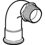 Stiliseret illustration af Geberit Mapress elforzinket stålbøjning FZ 90° med muffe og 1 1/4" gevindnippel, dimension 35mm.