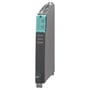 Siemens Sinamics S120 single motor modul 85A med DC 600V og 3AC 380-480V input, vist fra siden med grå og turkis front.