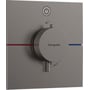Hansgrohe ShowerSelect Comfort E termostatbatteri i børstet sort krom med 1 udtag og Select-betjeningsplade, 155x155mm.