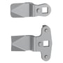 Schneider Electric metal cam kit til ASSA-lås på Spacial S3D, vist som tekniske gengivelser af låsebøjlen fra to vinkler.