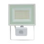 Hvid SpectrumLED Noctis Lux 3 LED-projektør set lige forfra med dioder, beslag og sensor.