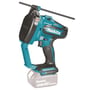 Makita akku stålstangsklipper 18V DSC102Z i blå og sort, med et 18V batteri monteret og en stang indført til klipning.
