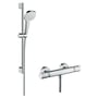 Hansgrohe Ecostat Comfort brusesæt i krom og hvid, med brusestang og termostatisk blandingsbatteri.
