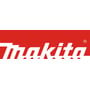 Makita logo i hvid tekst på en klar rød baggrund, symboliserer brandets kvalitet og innovation.