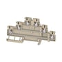 Weidmüller gennemgangsklemme A3T i beige til 1,5 mm² ledere med push-in tilslutning og 6 terminaler.