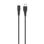 Vivanco Longlife Lightning til USB-kabel på 2,5 meter i sort, vist med Lightning- og USB-stikket tydeligt fremhævet.