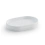 HeFe SHARON sæbeskål i hvid mat finish, måler 123 x 82 x 21 mm og har en oval form med små forhøjninger.