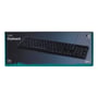 Emballagen til Deltaco USB-tastaturet, med et billede af tastaturet og 'NORDIC KEYBOARD' mærkat på en mørk baggrund.