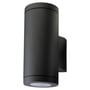 SG Armaturen Metro vægarmatur i mat sort, cylindrisk design med up- og downlight funktion, hvid baggrund.