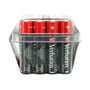 Top- og sidevisning af Verbatim alkaline AAA-batteripakken med 24 stk. i klar plastbeholder.