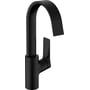 Hansgrohe Vivenis håndvaskarmatur i mat sort, uden bundventil, med 139 mm fremspring og en WaterfallStream stråle.