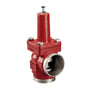 Danfoss Trykregulator KDC 125 D 0,5 i rød, med synlig indvendig mekanisme og metaldele på hvid baggrund.
