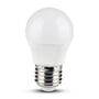 V-TAC E27 5W Wifi LED-pære med rund, hvid kuppel og synlig metalsokkel set forfra.