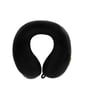 Oversigtsbillede af Travel Blue Tranquility Pillow i sort, der viser den U-formede ergonomiske pasform til nakken.