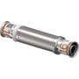 Uponor S-Press PLUS skydemuffe set skråt fra siden med brune markeringer på de to endemuffer.
