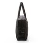 Sidevisning af den sorte Travel Blue Folding Carry Bag, der viser en lynlåslomme og det foldbare design.