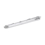 SpectrumLED Limea T8 LED-armatur til 60 cm rør set skråt fra undersiden med klart dæksel og monteringsclips.