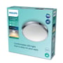 Philips Doris loftlampe i krom med LED, 17W og IP44-klassificering, præsenteret i sin emballage.