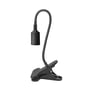 Kobi PLANTY CLIP klemmelampe set fra den anden side med sort klemme, fleksibel arm og E27-fatning.