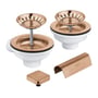 Grohe bundventil sæt til køkkenvask med børstet Warm Sunset finish, inklusiv to afløbspartier, si og firkantet dækkappe.