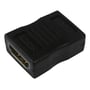 Sort Deltaco HDMI-kobler set fra en anden vinkel med HDMI-portens guldfarvede kontakter synlige.