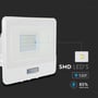 Detalje af V-TAC 20W projektør med PIR sensor, der viser SMD LED'er og 5 års garanti symbol.