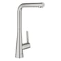 Grohe Zedra 2019 etgrebs køkkenbatteri i børstet stål med 205mm tud og udtræk med dual spray.