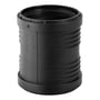 Geberit Silent PP dobbeltmuffe i sort polypropylen med 160 mm diameter og ribbet yderside.