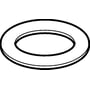 Stregtegning af sort Geberit flangepakning med en diameter på 160 mm, fremstillet af PEH-materiale.