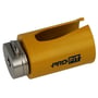 PRO-FIT HM hulsav med adaptor i 45 mm diameter, udført i gult metal med blå PRO-FIT logo.