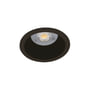 Sort SG Armaturen Rax Soft 150 downlight set fra fronten, viser den indbyggede LED og sorte ramme.
