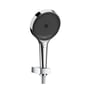 Hansgrohe Rainfinity 130 brusesæt med 130mm forkromet håndbruser, holder og Select-knap på hvid baggrund.