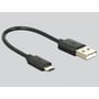 Sort USB-A til Micro-USB-kabel vises som strømtilslutning til Delock HDMI-lydudtrækkeren.