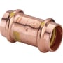 Viega 22 mm Profipress G muffe i kobber med SC-Contur for gasinstallationer på hvid baggrund.