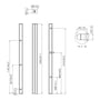 Teknisk tegning af Vogels PUC 2715 Pole-XL stang med dimensioner og monteringspunkter angivet.