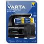 Emballage til VARTA Indestructible BL20 Pro-lygten i sort med batterier og trykte produktoplysninger.