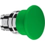 Schneider Electric paddetrykshoved ZB4 i grøn med 40mm diameter og fjeder-retur funktion, vist fra siden.