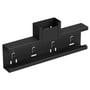 Wibe T-stykke WGX-S TSU 110x52 i sort RAL9017/30, viser produktets struktur med monteringshuller og integreret koblingsboks.