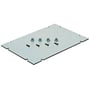 Fibox Ekivp43 montageplade i plast, grå RAL 7035, med dimensioner 380x260x5 mm, inklusiv fire monteringsbeslag og skruer.