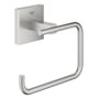 Grohe Start Cube toiletpapirholder i Supersteel metal med et kubistisk design uden låg, vist på hvid baggrund.