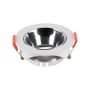 V-TAC GU10 spotlight fitting med hvid ramme, krom reflektor og orange monteringsclips set forfra.