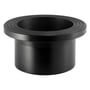Geberit 75 mm påsvejsningsstykke til flange i sort PEH-materiale, der viser den ribbede overflade og flangeforbindelsen.