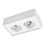 SG Armaturen Cube Lux, en hvid påbygget downlight med to justerbare spots og 3000K lys.