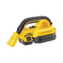 DeWalt 18 V våd-/tørstøvsuger på 1,9 liter set fra siden med batteriholderen synlig under håndtaget.