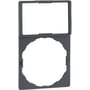 Schneider Electric skilteholder ZBY6101 i mørkegrå plast, 30x50mm, med plads til 18x27mm mærkning.